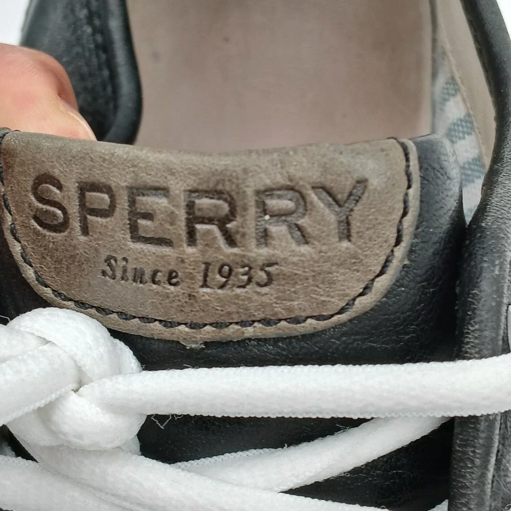 Sperry Gold Cup Shoes Mens 11.5 Black Leather‎ Casual Low Top Comfort Sneakers